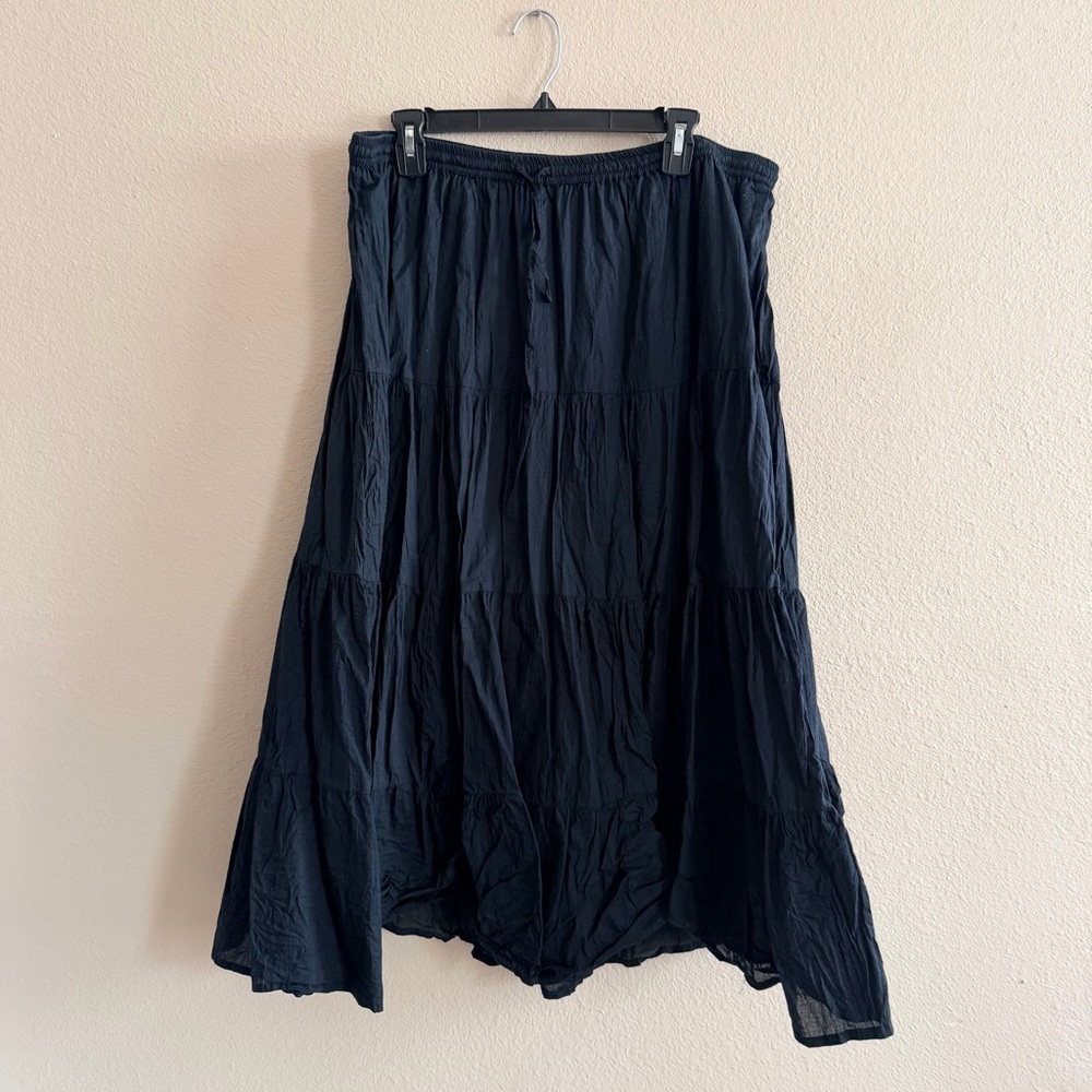New Direction Tiered Cotton Midi Skirt